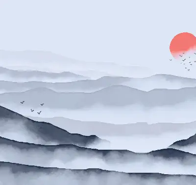 Rollo lichtundurchlässig Berge im Nebel
