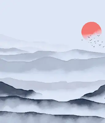 Rollo lichtundurchlässig Berge im Nebel