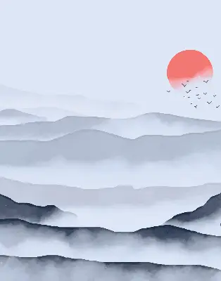 Rollo lichtundurchlässig Berge im Nebel