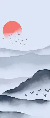 Rollo lichtundurchlässig Berge im Nebel