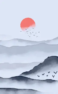 Rollo lichtundurchlässig Berge im Nebel