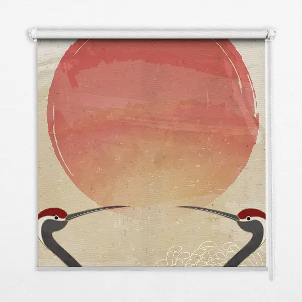 Fenster rollo Kraniche bei Sonnenuntergang