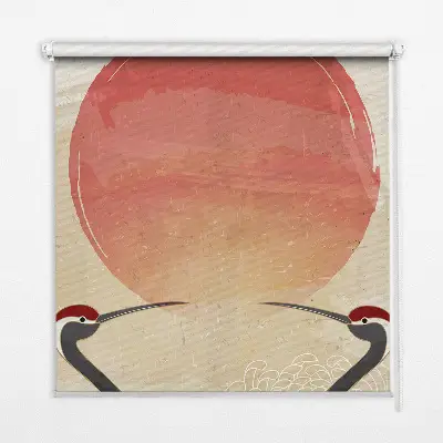 Fenster rollo Kraniche bei Sonnenuntergang