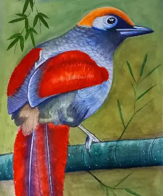 Verdunkelungsrollo Ein Vogel auf einem Ast
