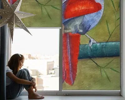 Verdunkelungsrollo Ein Vogel auf einem Ast