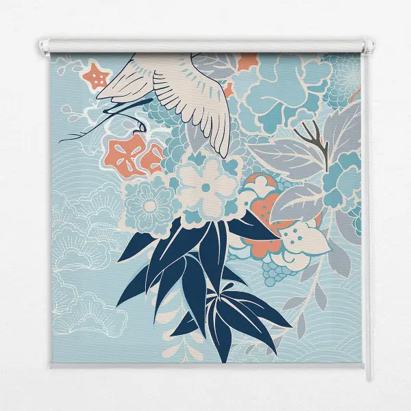 Fenster rollo Reiher in Blumen