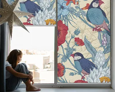 Rollo lichtundurchlässig Vögel zwischen den Blumen