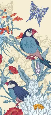 Rollo lichtundurchlässig Vögel zwischen den Blumen