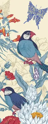 Rollo lichtundurchlässig Vögel zwischen den Blumen
