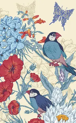 Rollo lichtundurchlässig Vögel zwischen den Blumen