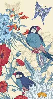 Rollo lichtundurchlässig Vögel zwischen den Blumen