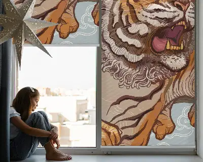 Verdunkelungsrollo Tiger in Blumen