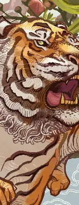 Verdunkelungsrollo Tiger in Blumen