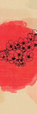 Rollo lichtundurchlässig Blumen in einem roten Kreis