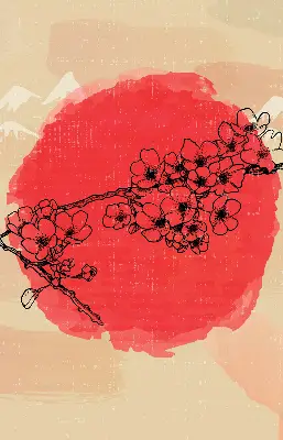 Rollo lichtundurchlässig Blumen in einem roten Kreis