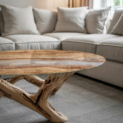 Runde tischplatte Holz im Einklang mit Harz