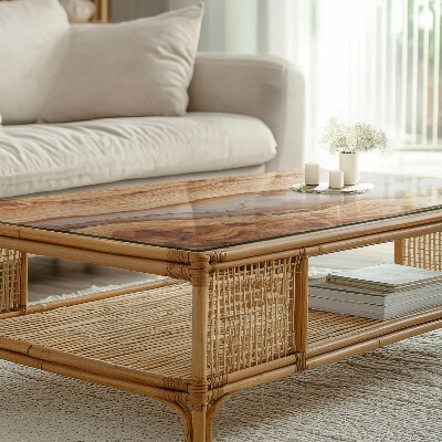 Rechteckige tischplatte Holz im Einklang mit Harz