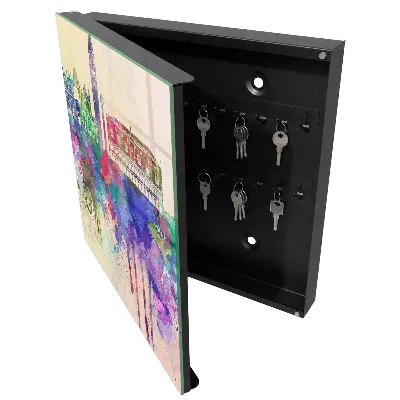Schlüsselschrank für den Flur Urbane Aquarellmalerei