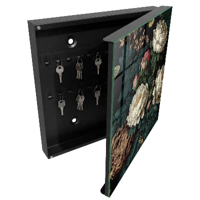 Schlüsselschrank für den Flur mit Pfingstrosen-Motiv