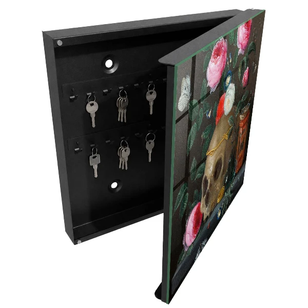 Schlüsselkasten modern Totenkopf und Blumen