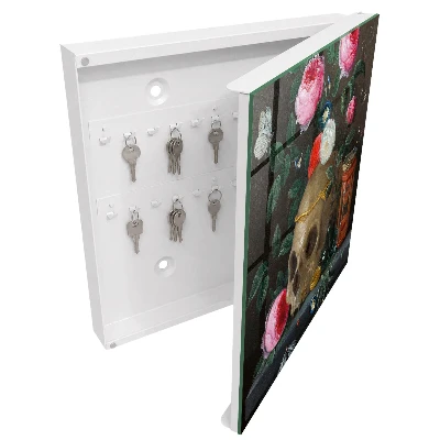 Schlüsselkasten modern Totenkopf und Blumen