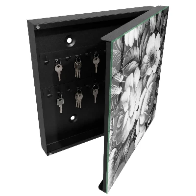 Schlüsselschrank Monochromatische Blumen