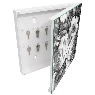 Schlüsselschrank Monochromatische Blumen