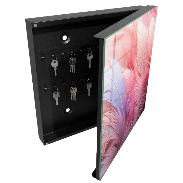 Schlüsselkasten modern Wunderschöne rosa Federn