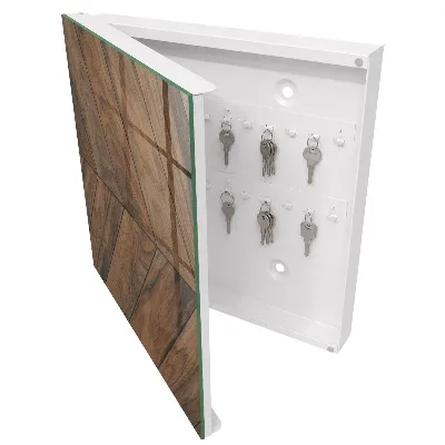 Schlüsselkasten modern Holz-Fischgrätmuster