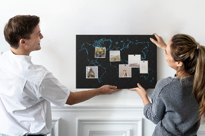 Korktafel Weltkartenkonturen