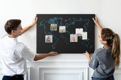 Korktafel Weltkartenkonturen