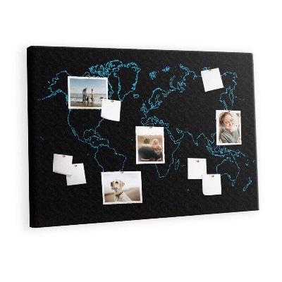 Korktafel Weltkartenkonturen