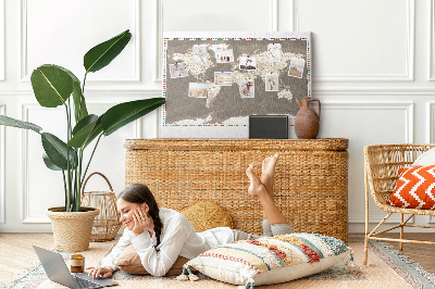Korktafel Brown world map