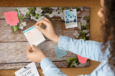 Pinnwand kork Blumen auf holz