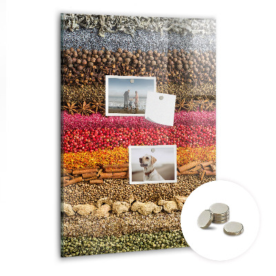 Glas magnettafel Reihen von Gewürzen