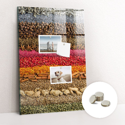 Glas magnettafel Reihen von Gewürzen