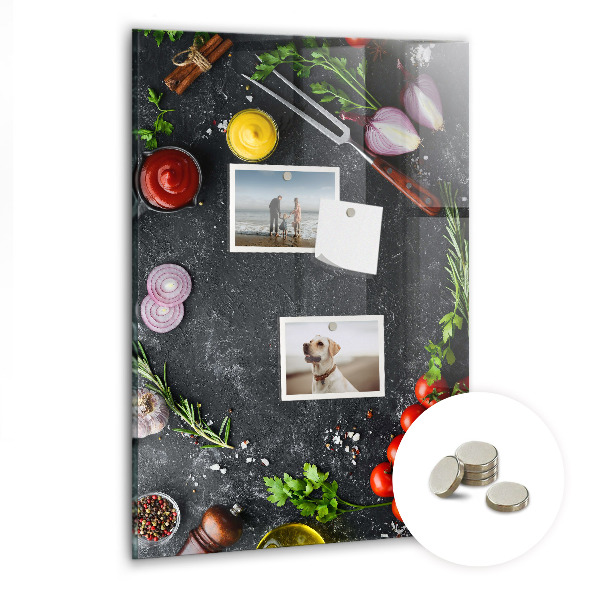 Glas magnettafel Zutaten für Pizza