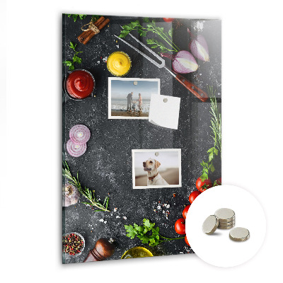 Glas magnettafel Zutaten für Pizza
