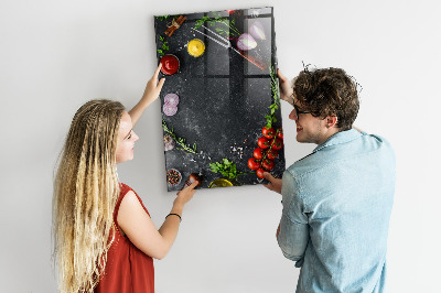 Glas magnettafel Zutaten für Pizza