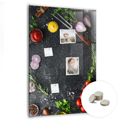 Glas magnettafel Zutaten für Pizza