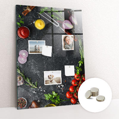 Glas magnettafel Zutaten für Pizza