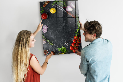 Glas magnettafel Zutaten für Pizza