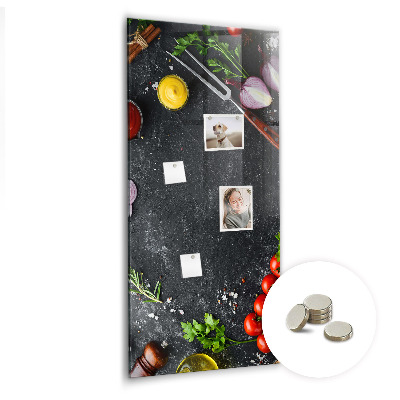 Glas magnettafel Zutaten für Pizza