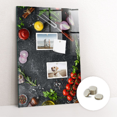 Glas magnettafel Zutaten für Pizza
