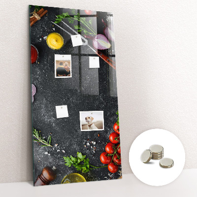 Glas magnettafel Zutaten für Pizza