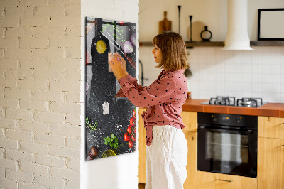 Glas magnettafel Zutaten für Pizza