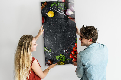 Glas magnettafel Zutaten für Pizza
