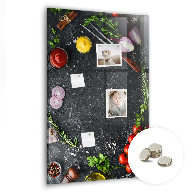 Glas magnettafel Zutaten für Pizza