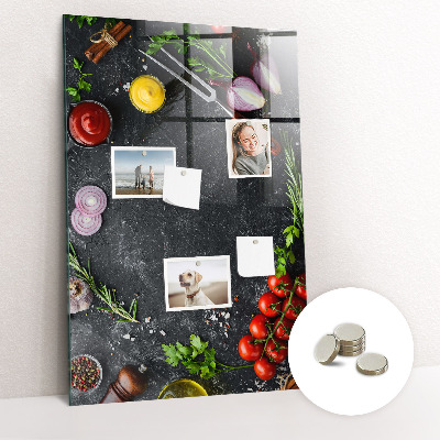 Glas magnettafel Zutaten für Pizza