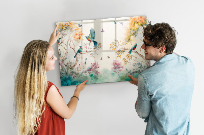 Magnettafel kinder Blumen Vögel Natur
